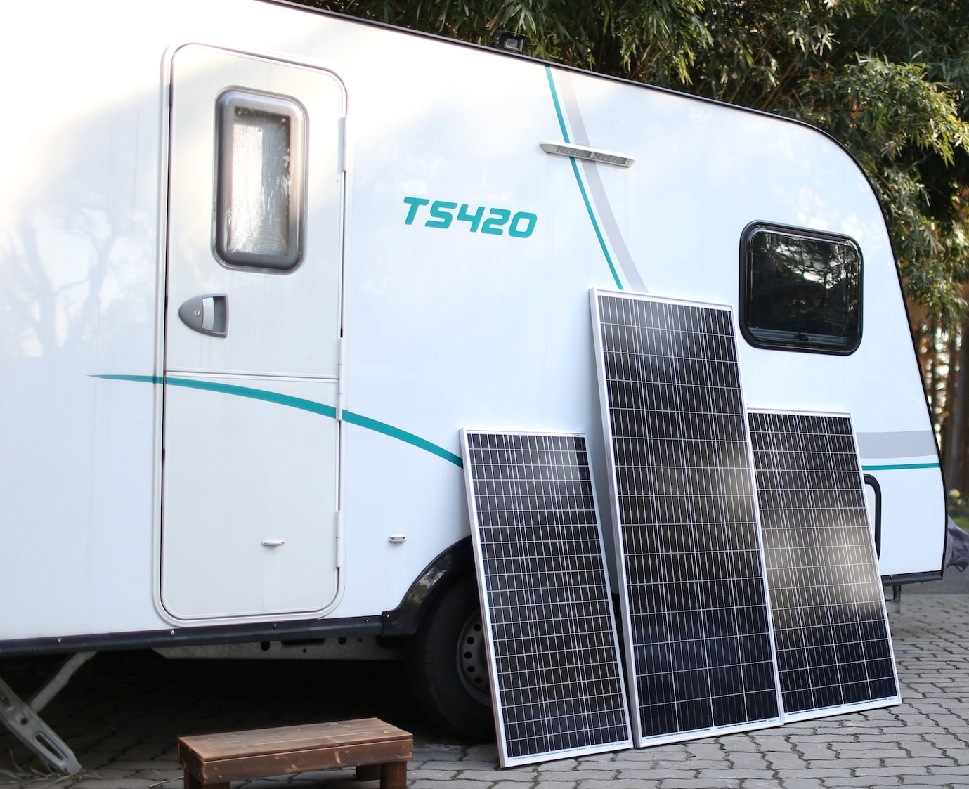 Solar powered camper. Install solar panels on the roof of a camper.